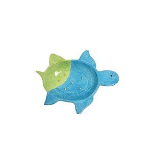 Sea Turtle Dish Art Pottery For Jewelry Soap Candy Blue Green Ceramic